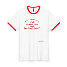 Load image into Gallery viewer, Feeling Good Ringer Tee — "With looking good and Feeling good!" Retro Red-Trim Men's T‑Shirt
