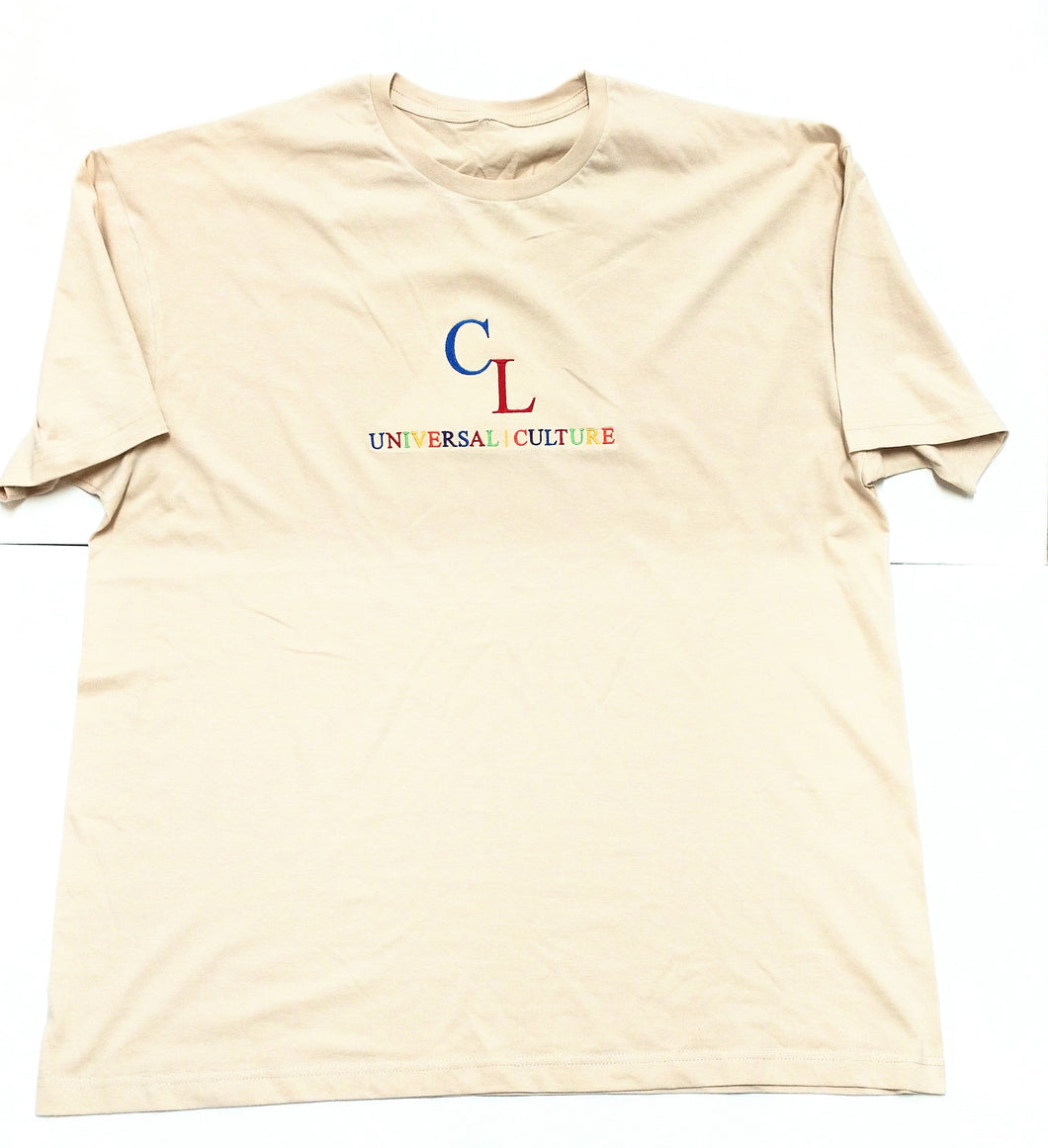 Tan cutlifeapparel multi colored lettering Tshirt size L